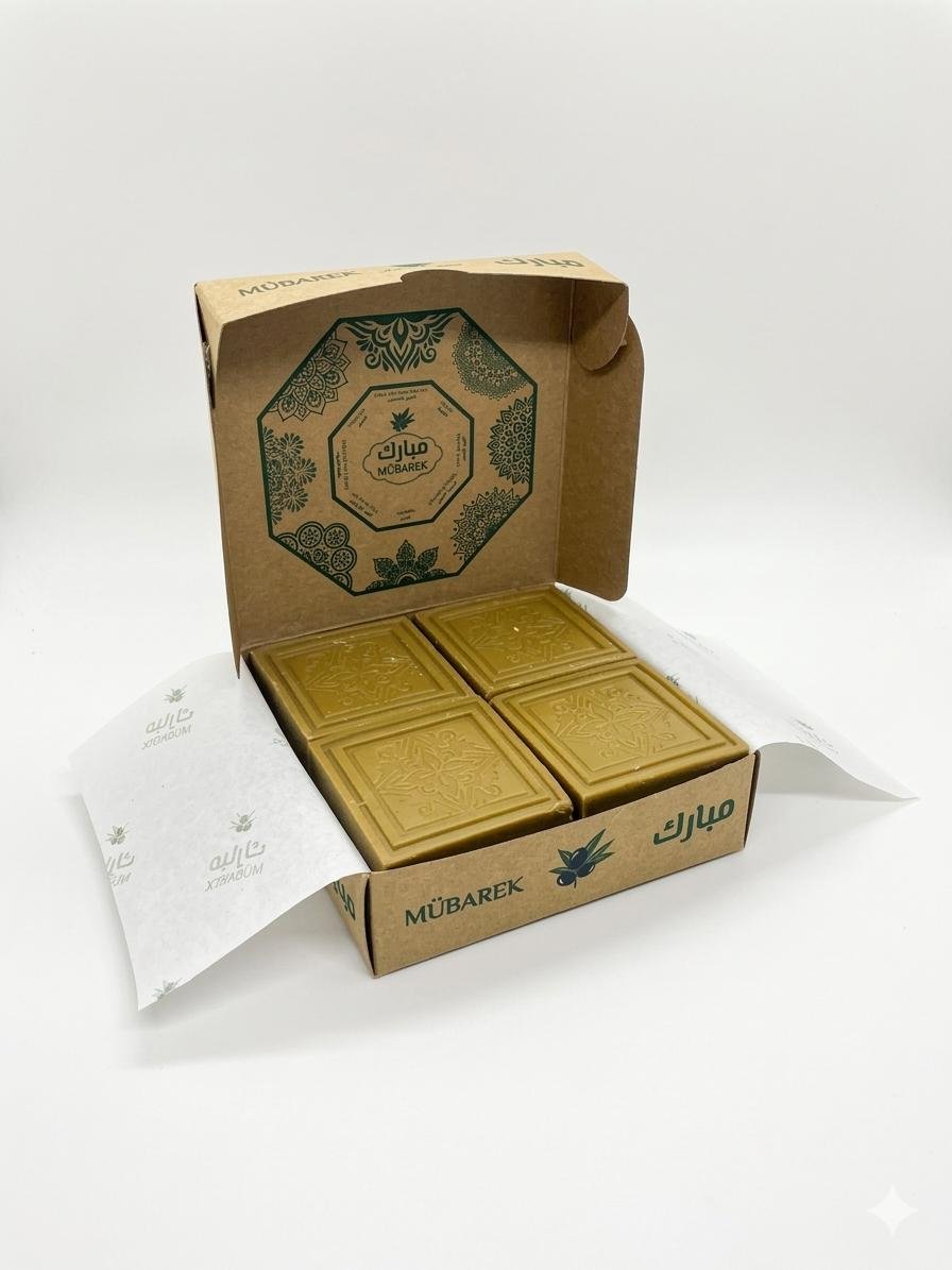 Aleppo Natural olive oil aromatic soap Oud & Sandalwood Stick" 4 pieces Mubarek - Image 2